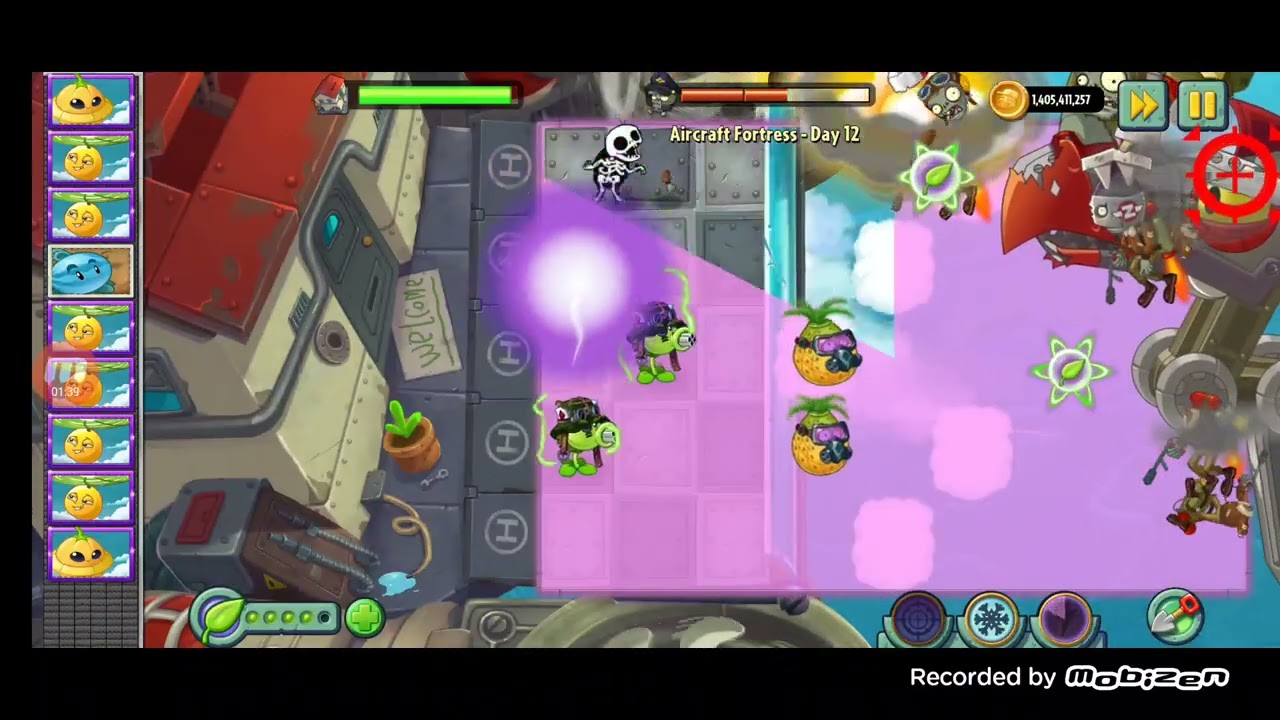 Plants Vs Zombies 2 Reflourished - Aircraft Fortress - Day 12 - Camotron Vulture Fighter Battle!!