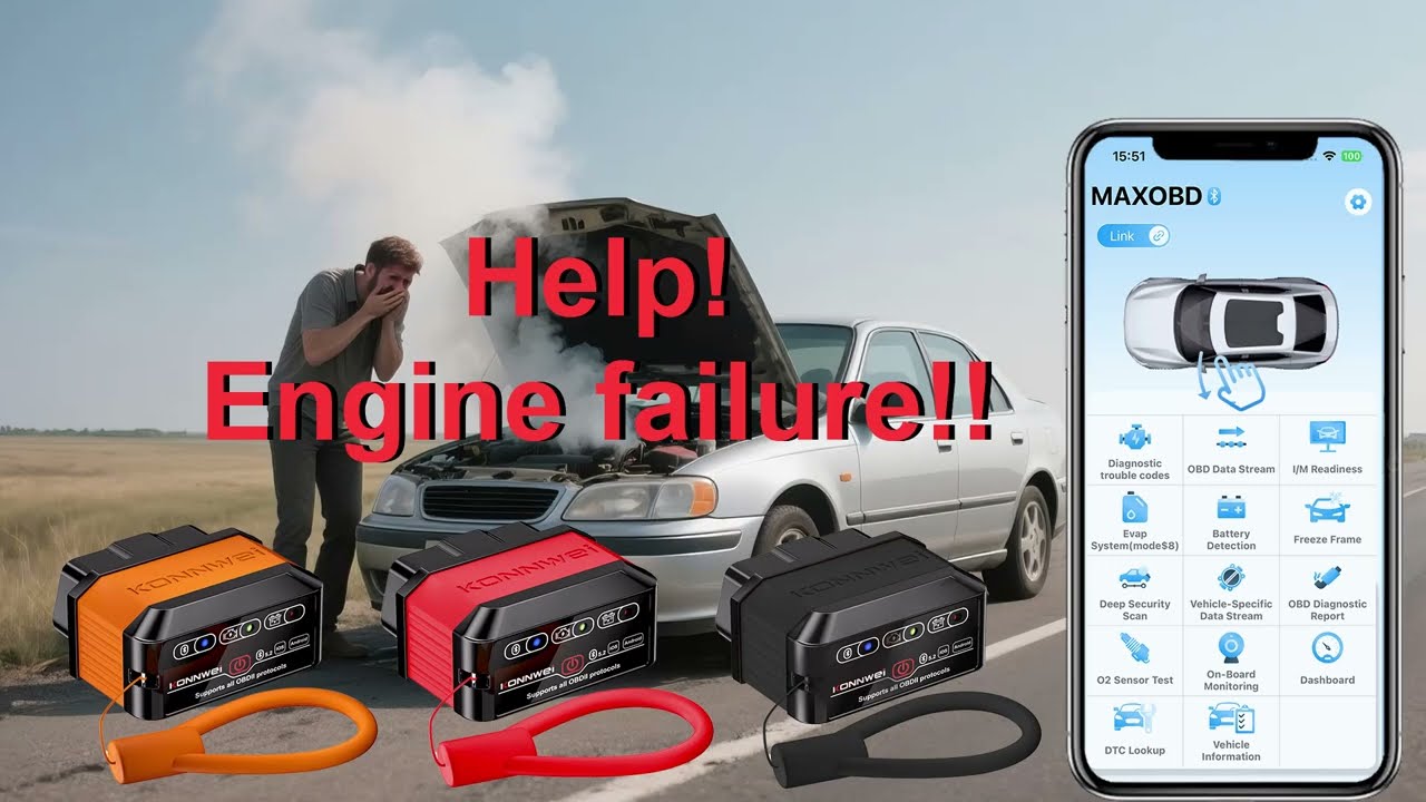 KONNWEI KW905 Bluetooth OBD2 Car Scanner Code Reader With Free MAXOBD APP