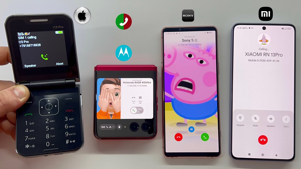 Incoming Call Motorola RAZR 40Ultra Vs Sony 5 ||| / i15pro + XIAOMI Note 13Pro Outgoing Call