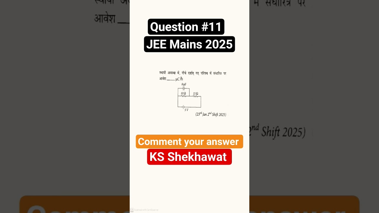 Question #11 JEE MAINS PYQs #jeepyq #neet #rbseboard #upboard #physicshindimedium #capacitance