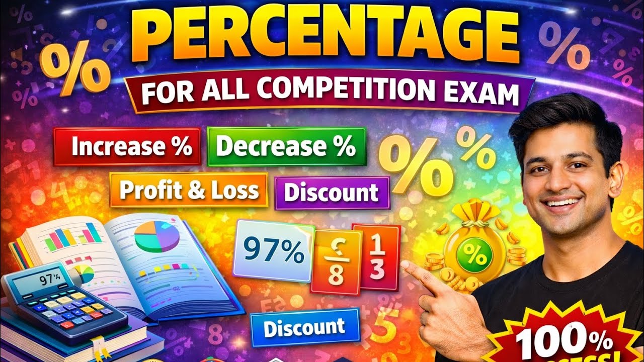 Complete Video of Percentage | Percentage (प्रतिशत) For SSC CGL, CHSL, MTS, RAILWAY, etc| percentage