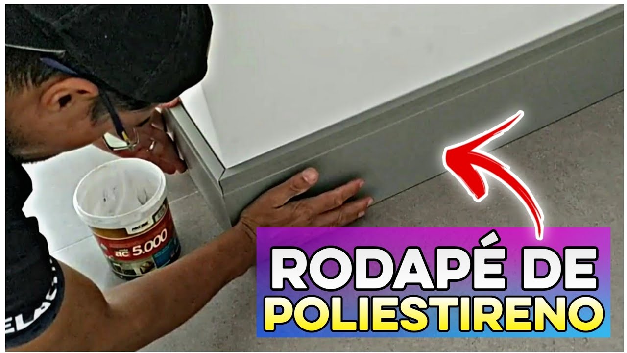 RODAPÉ DE 15cm POLIESTIRENO INSTALAÇÃO VEJA COMO FICOU O ANTES E DEPOIS