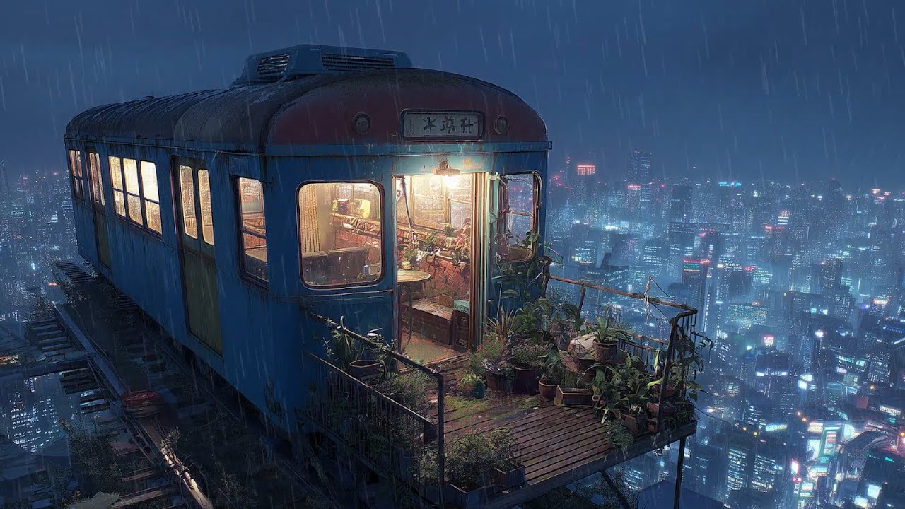 Modify Cabin Train Balcony ☔ Cyberpunk Lofi | Rain Outside, Warm Inside, Chill Vibes