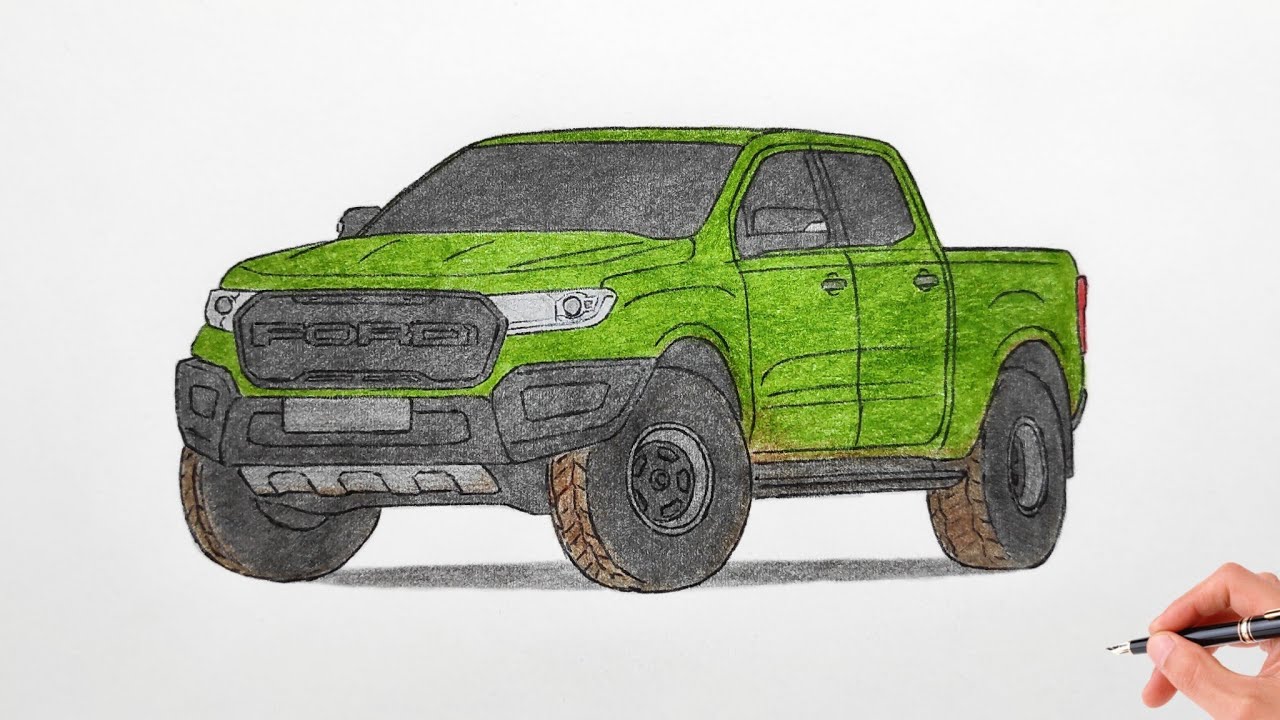 How to draw a FORD RANGER 2019 / drawing ford ranger raptor off-road 2018