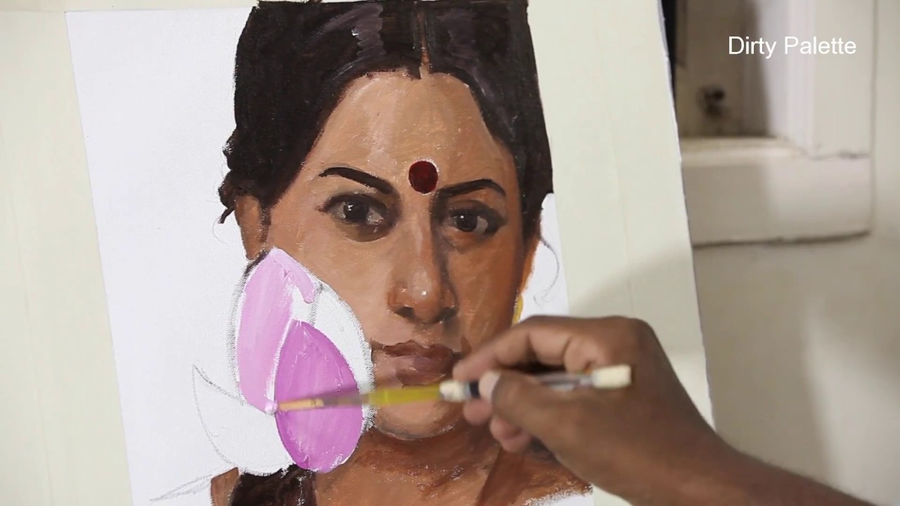 Portrait painting Demo By Artist MP.Sharavanan chitrakaran