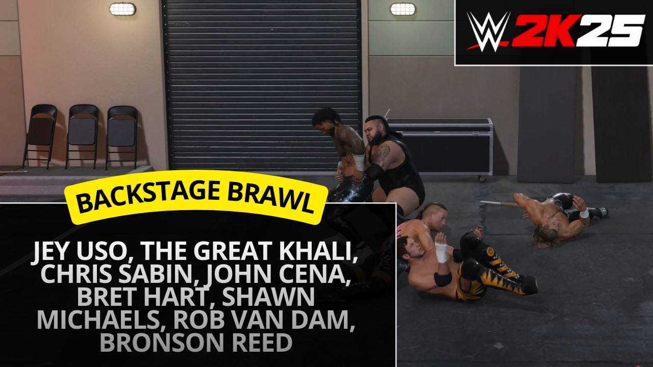 WWE 2K25 – John Cena vs Shawn Michaels vs Bret Hart vs Rob Van Dam (Backstage Brawl)