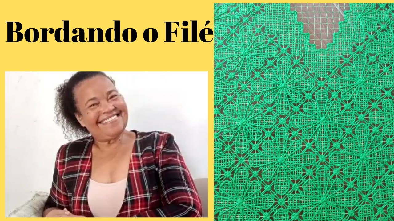 Um pouquinho de um trabalho, vestido todo na bom gosto com olho de pombo _ Bordado Filé