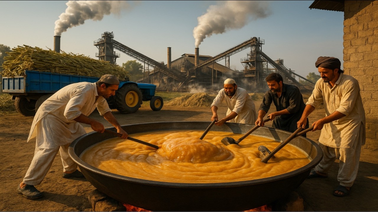 Amazing Jaggery Making Process From Sugarcane to Pure Gur