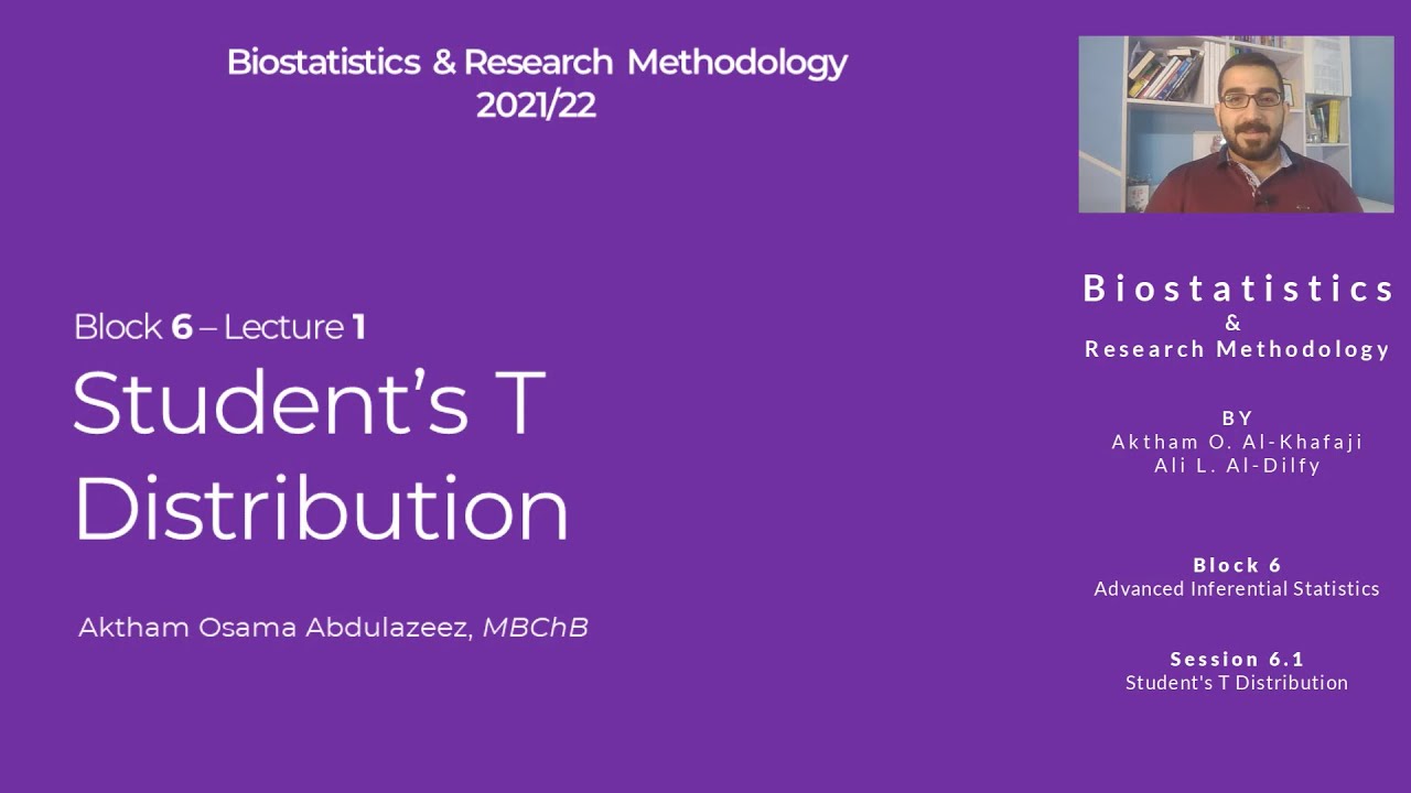 Biostatistics & Research Methodology | 6.1 Student's t Distribution