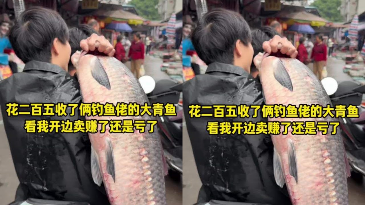 花250元收了俩钓鱼佬的大青鱼，看我开边卖赚了还是亏了？