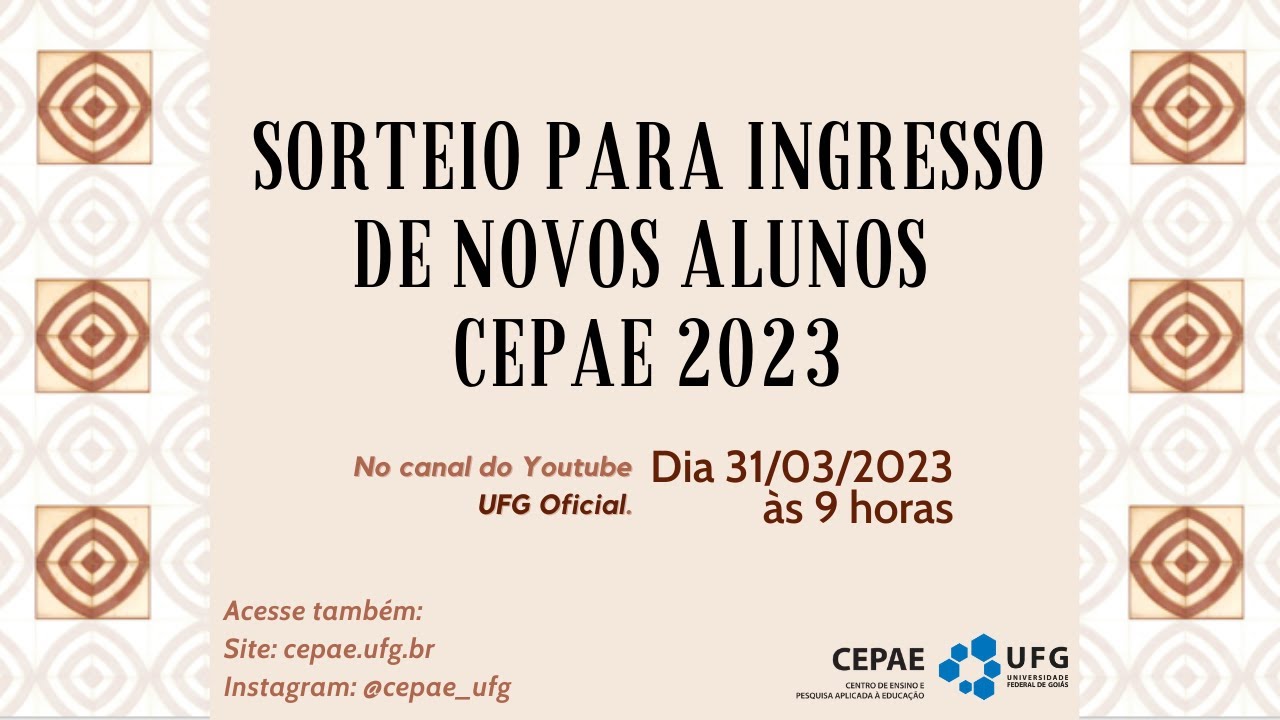 Sorteio para ingresso de novos alunos CEPAE 2023
