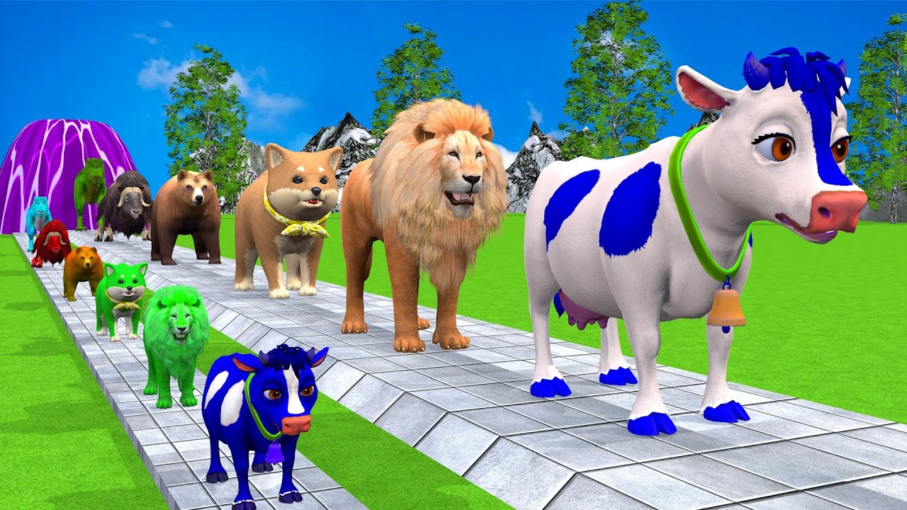 5 Giant Duck Cartoon, Paint & Animals Lion, Gorilla, Bear,Tiger , Cow Wild Animals Crossing Fountain