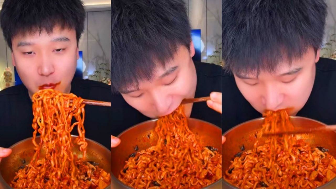 SPICY KOREAN MUKBANG ASMR | INSANE FIRE NOODLES CHALLENGE | BIG BITES MUKBANG