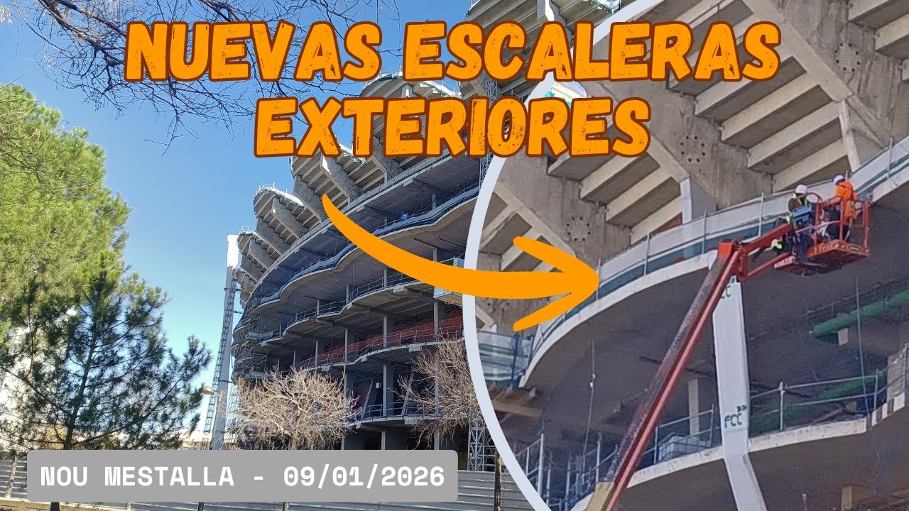 Vlog Nou Mestalla - 09/01/2026 | Preparativos en marcha: instalación de las escaleras exteriores