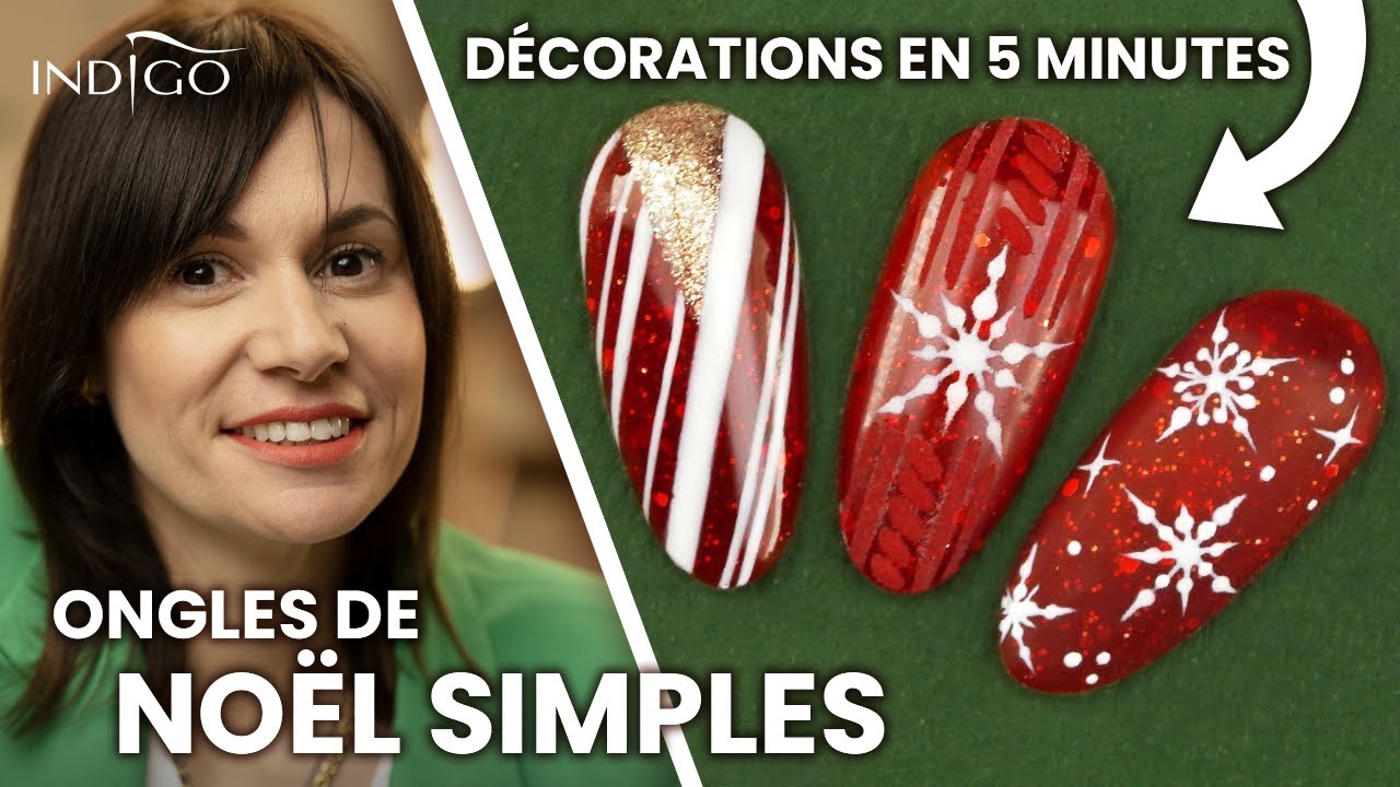 Ongles de Noël - comment faire des ongles rouges pailletés pour les fêtes ? | Indigo Nails Français