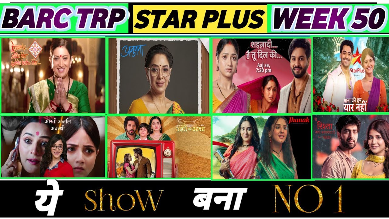 😱Star Plus Barc Trp of  Week 50 (2025) : Shehzadi Anupamaa, Kyunki Saas Bhi Kabhi Bahu Thi