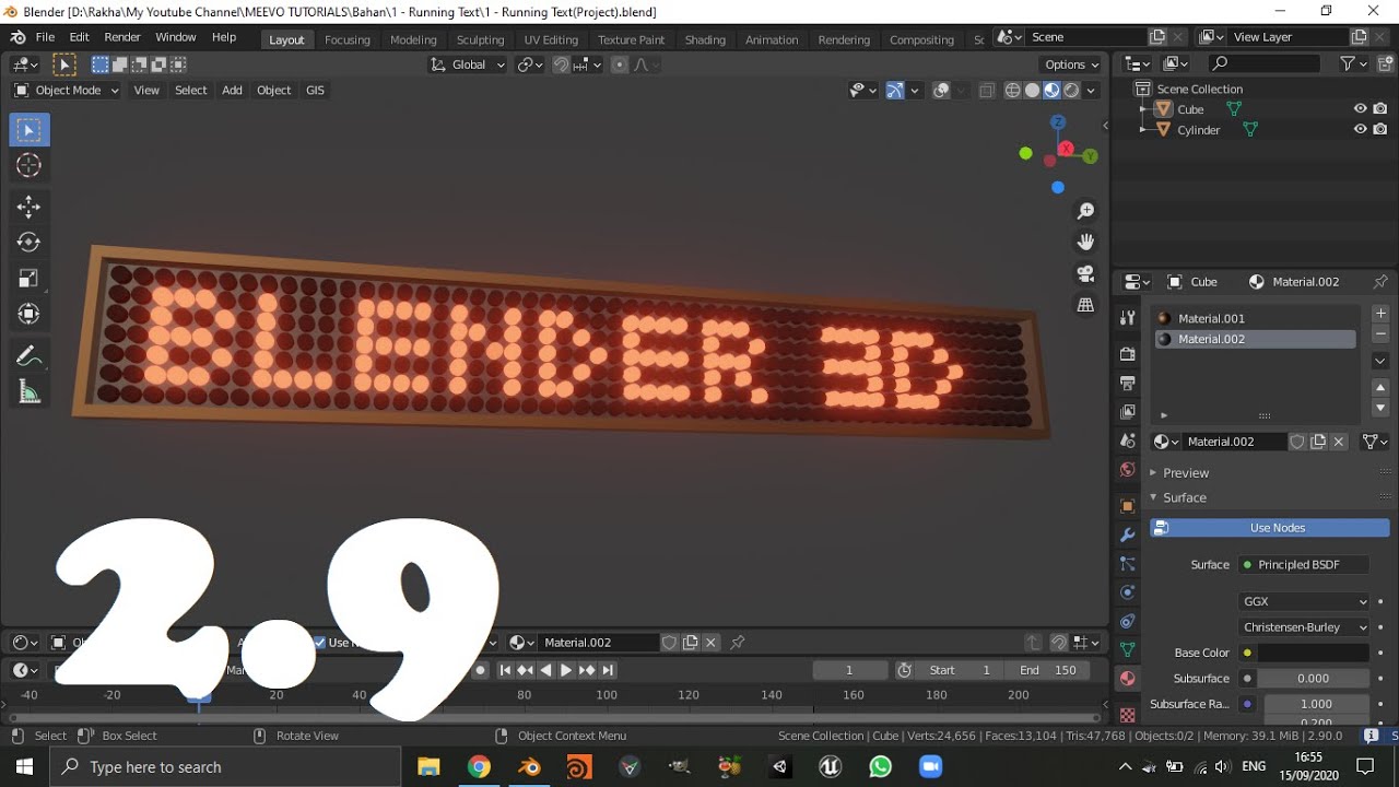 Tutorial Animasi Running Text Di Blender 2.90 | Blender Tutorial