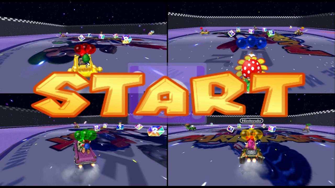Mario Kart Double Dash!!: Balloon Battle: Nintendo Gamecube 4 player Netplay 60fps