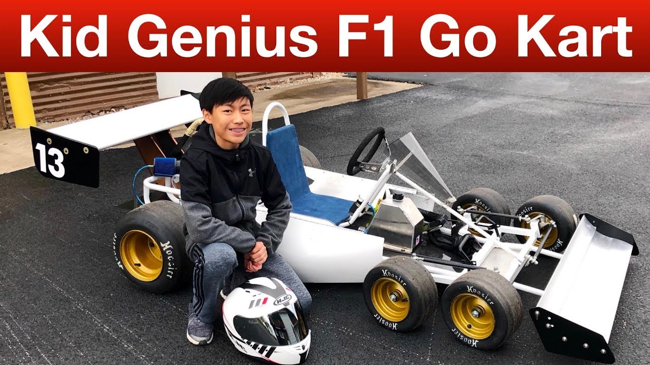 Kid Car Designer Builds and Races 6 wheel Tyrrell F1 GO KART!