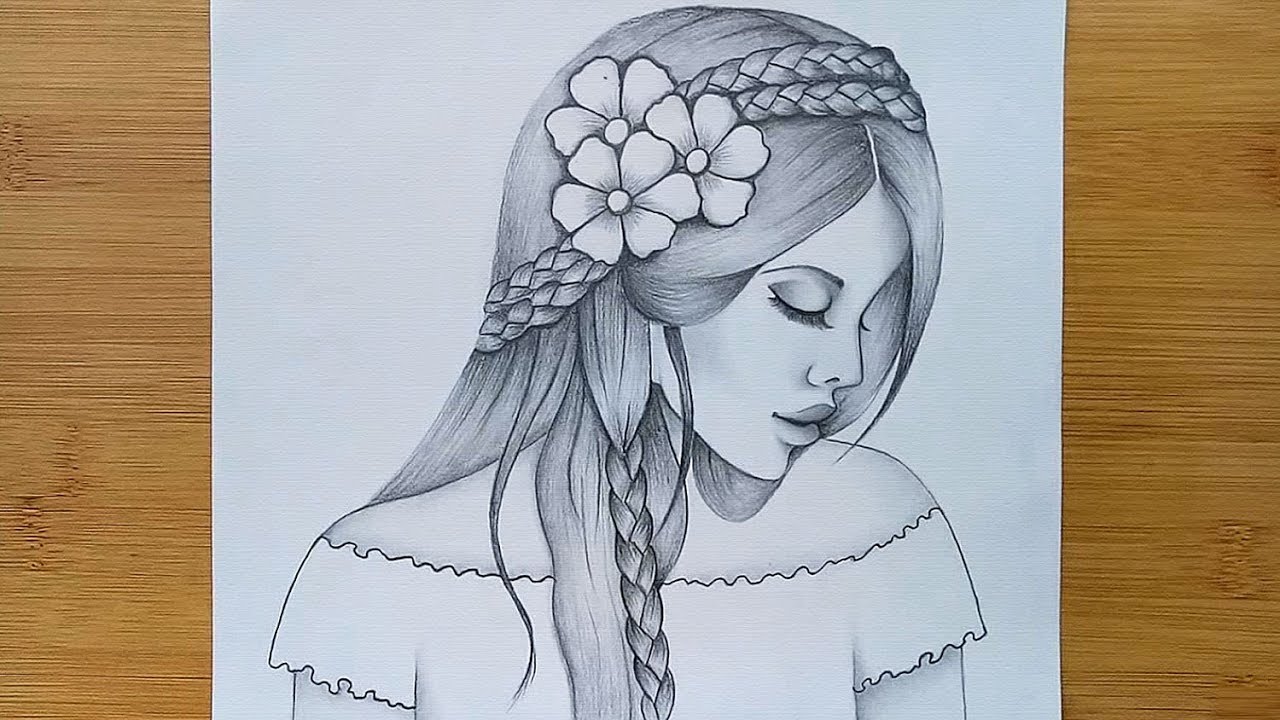 How to draw Beautiful hairStyle Step by step / Draw A Girl With Pencil Sketch