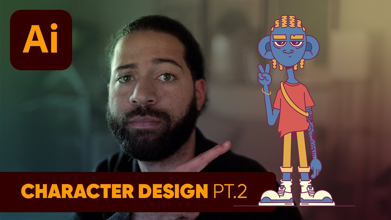 Designing a character with the pencil tool in Adobe Illustrator Pt.2