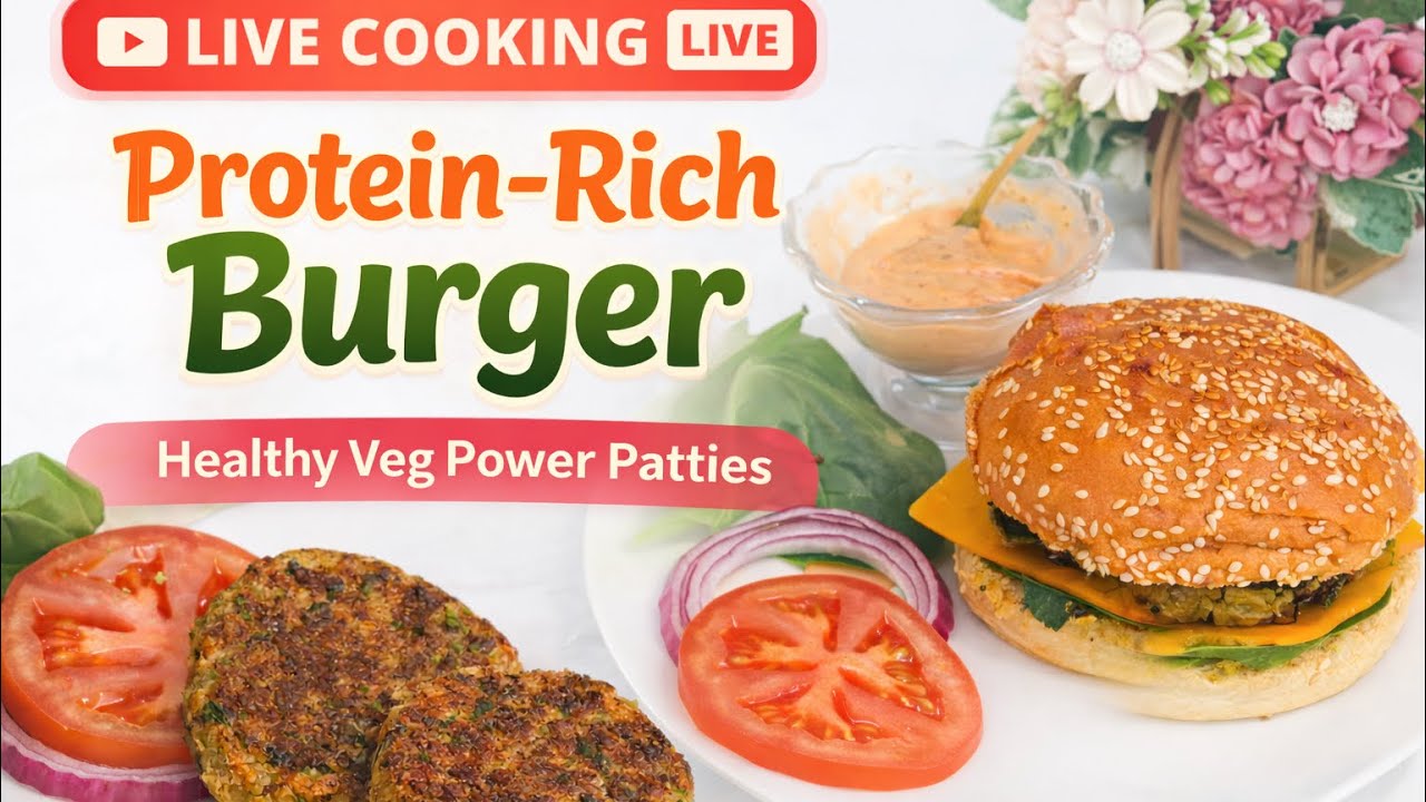 🍔 LIVE : Protein-Rich Burger Patties Loaded with potato, paneer, chana & palak — kukhealthy& tasty
