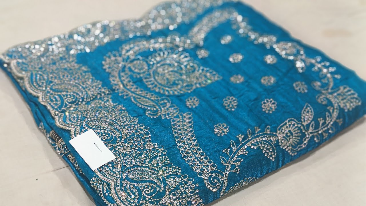 Stunning Peacock Blue Saree with Heavy Silver Stone Work | Party Wear Collection