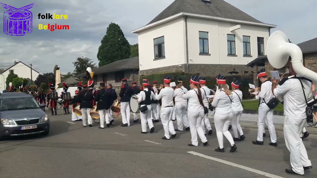 MARCHE NOTRE DAME DE LA BROUFFE mariembourg - passage en musique fanfare - folklore belgium