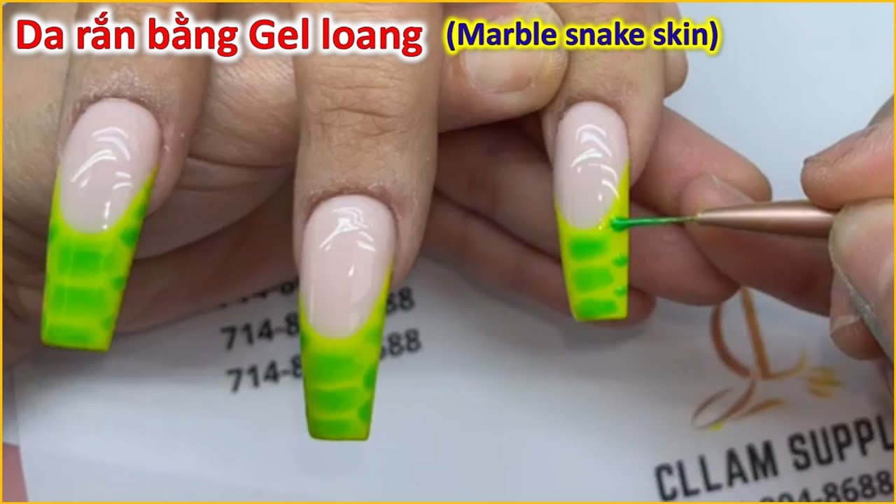 French Painting and Making Snake Skin with Blossom Gel | Marble snake skin with blossom Gel | Chr...