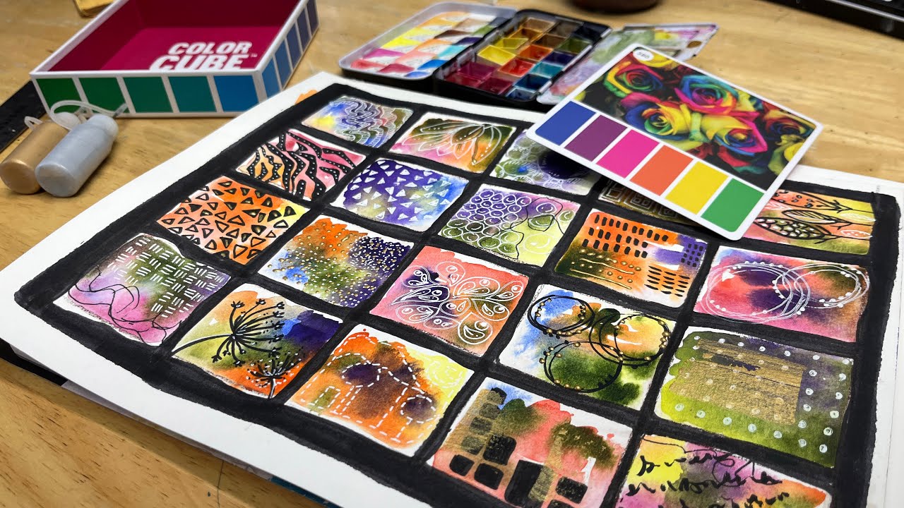 20 Mini Abstract Watercolors & Patterns Unlocking Creativity