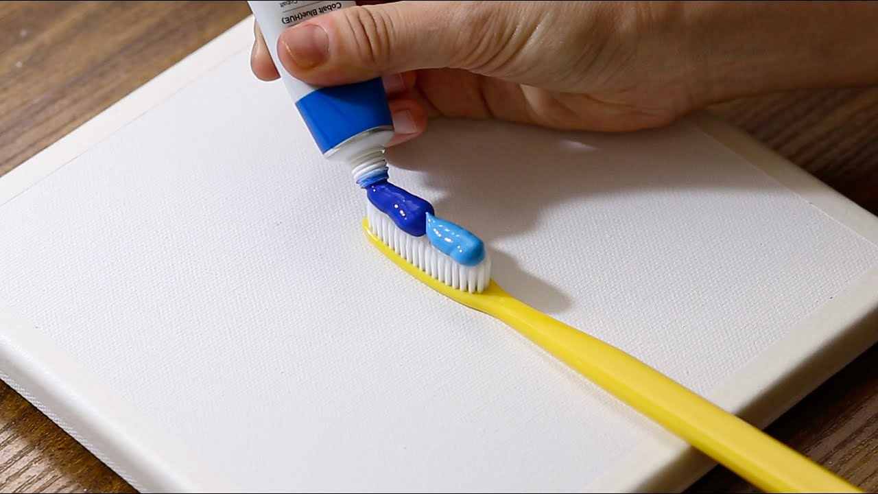 Toothbrush Acrylic Painting #992｜How To Draw a Sea in 10 minutes｜Easy Technique｜Oddly Satisfying