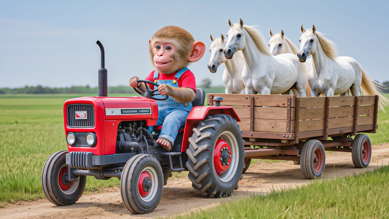 🚜🐒😨  Monkey NaNa Fights Through the Mud to Save a Trapped Horse! 💦💪 – NANA MONKEY LIFE