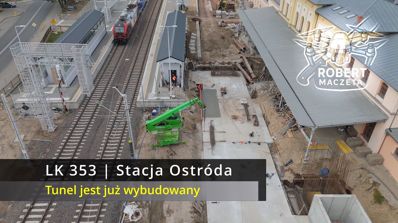 Ostróda - LK 353 Budowa przejścia podziemnego | 4.10.2025 | Widok z drona 4K