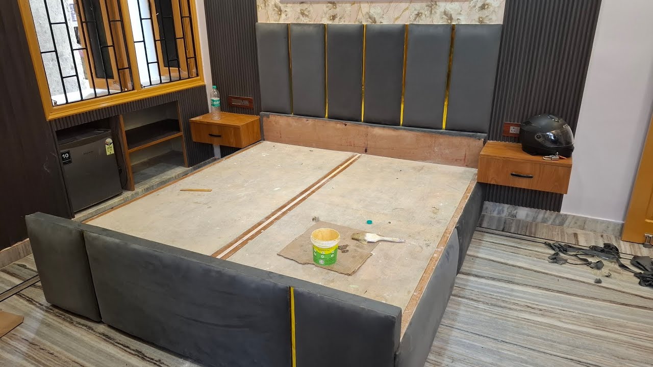 Golden beet Bed back Cushion Design 25k #making Process #sofaclub #furnituredesign #Mahi Furnishing 