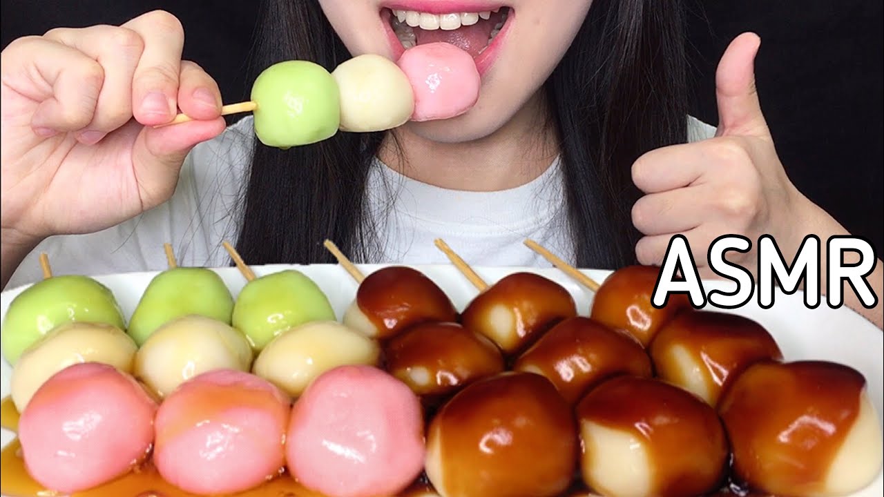 ASMR MITARASHI DANGO, HANAMI DANGO 리얼사운드 먹방 REAL SOUND MUKBANG