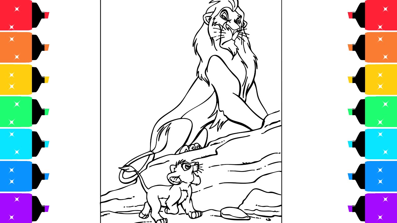 The Lion King Coloring Pages | Coloring Simba and Uncle Scar