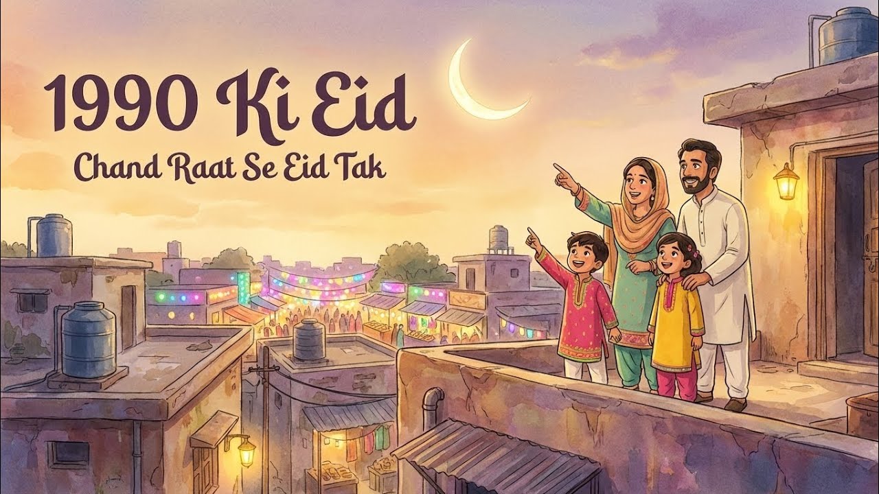 1990 Ki Eid | Chand Raat Se Eid Tak &ndash; Nostalgic Pakistani Village Story (Ghibli Style)
