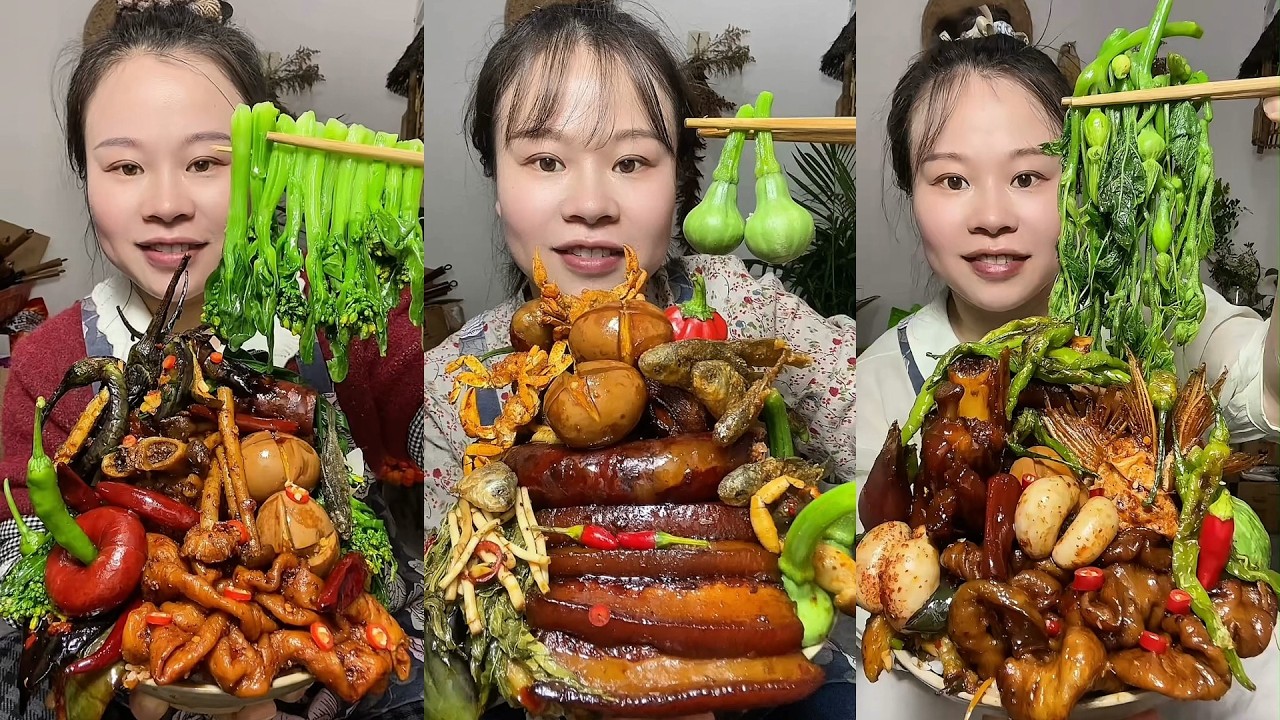 🔥 Homemade Mukbang | Braised Pork, Water Spinach, Eggs & Super Spicy Chili 🌶️ | Super delicious