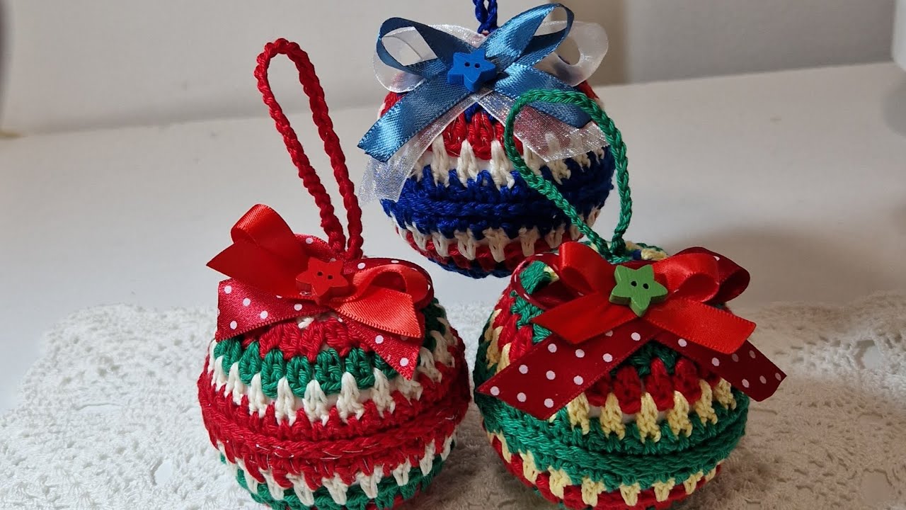palline Natalizie all uncinetto 🎄facile da realizzare