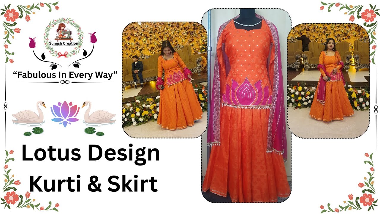 🪷Lotus Design Kurti & Skirt | SUNESH CREATION #SUNESHCREATION #DESIGNER SUIT #lotus #viralvideos