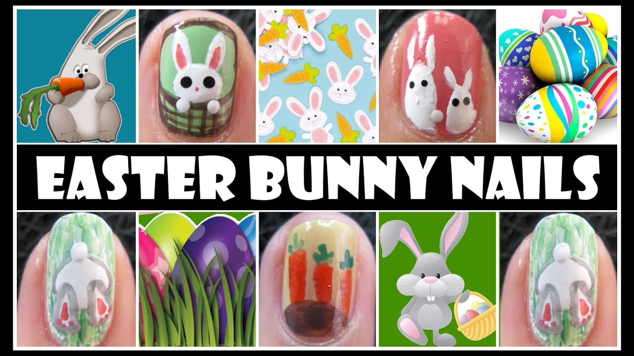 EASTER BUNNY NAILS | RABBIT NAIL ART DESIGN TUTORIAL FREEHAND FOR SHORT NAILS