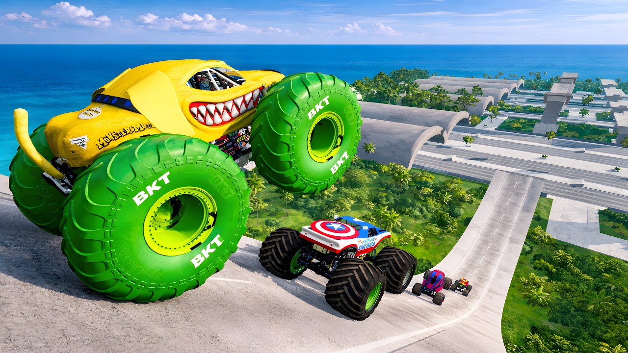 Epic High Speed monster trucks jumps stunts & crashes #21 | BMNG LAVA