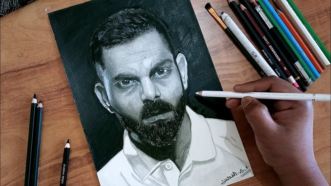 How to draw Virat Kohli realistic drawing ||Virat kholi drawing step by step tutorial😱#drawing #art 