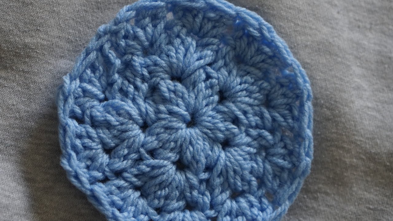 Left-handed: How to crochet the double v stitch circle 