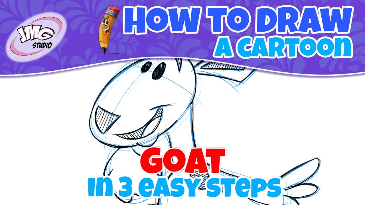 How to draw a cute cartoon goat in 3 easy steps