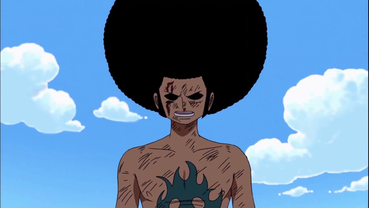 Afro Luffy defeats the Captain of the Foxy Pirates.
