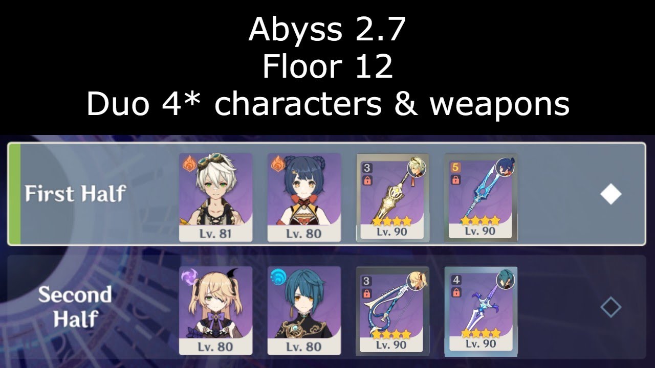 Genshin Impact Abyss 2.7 | F2P Floor 12 Duo 4* characters and weapons