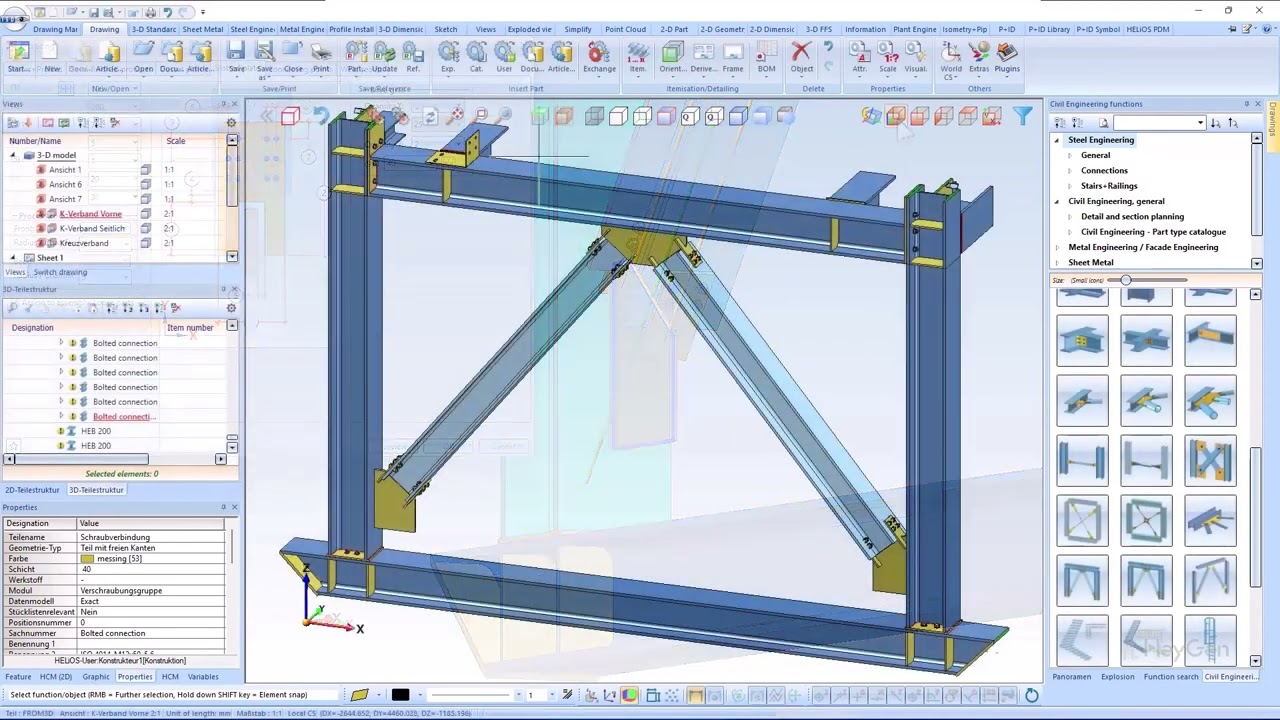 HiCAD 2025: New features in Steel Engineering connections