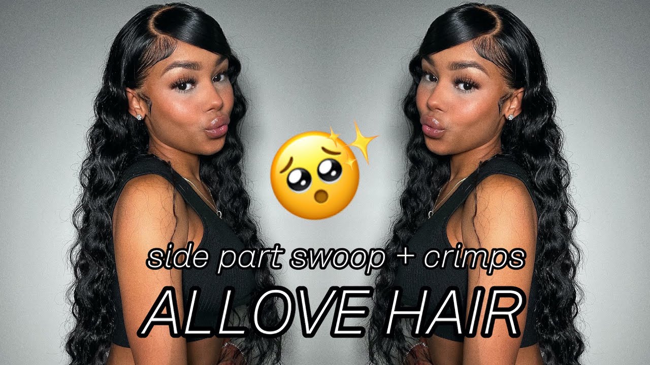 Side Swoop + Crimp Bodywave Wig 😍 ft Allove Hair