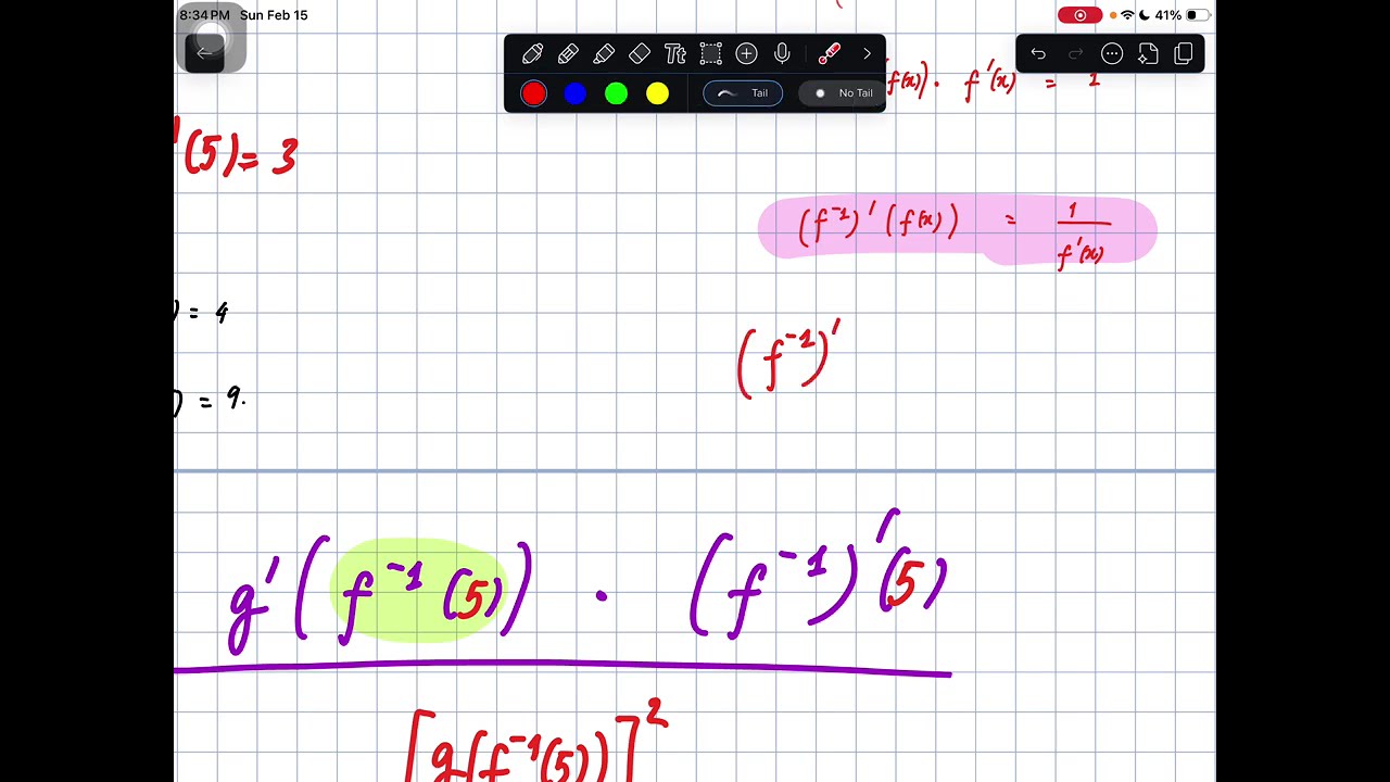 E2.1.5. Найдите F'(5), F=1/(g(f^-1(x))), используя правило цепочки и производную обратной функции.